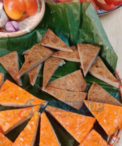 Combo chả cá chiên và chả cua cùng các loại gia vị tươi như cà chua, tỏi, hành