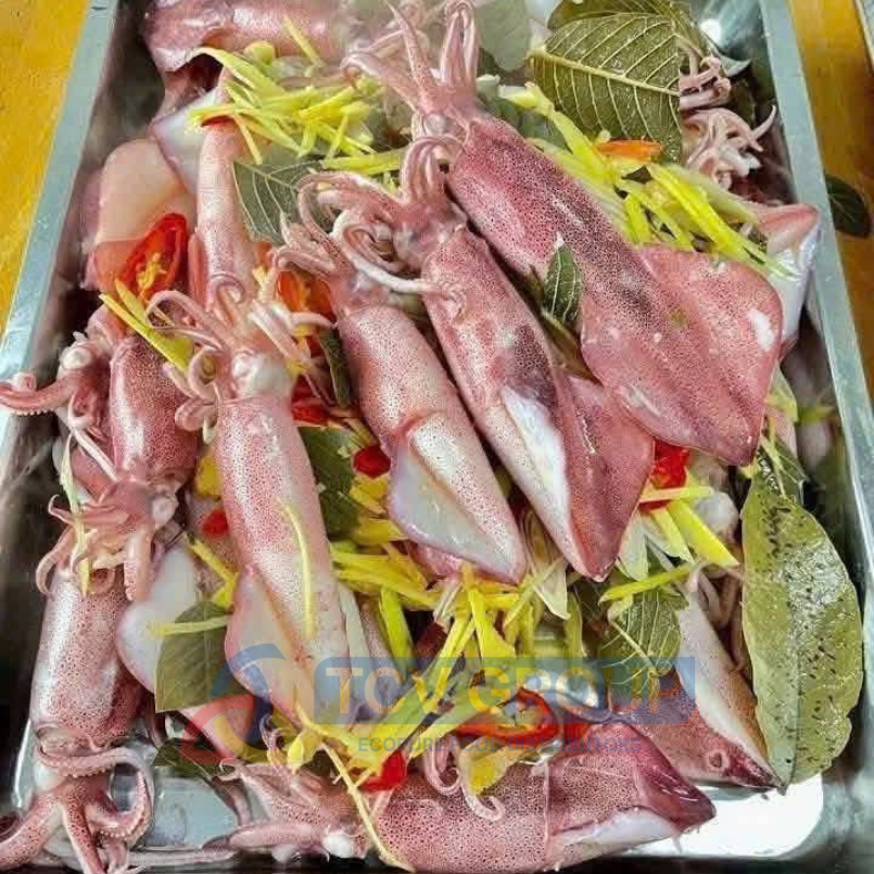 Mực ống câu hấp gừng sả