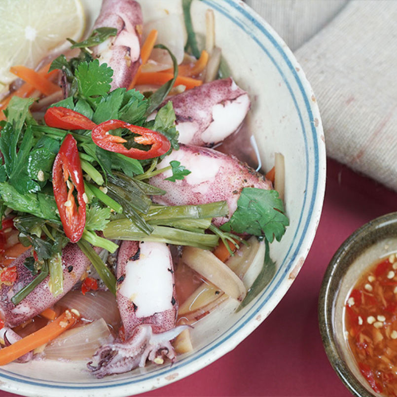 món mực trứng hấp xả